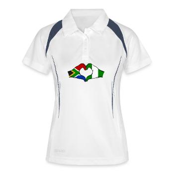 Afrique du Sud Nigeria Drapeau Mains Coeur Forme - Polo respirant Femme - blanc/marine - Devant