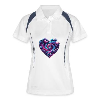Cosmic Love Heart - Frauen Polo atmungsaktiv - Weiß/Navy - Vorne