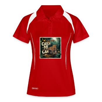 Dschungel Leopard Sprung - Frauen Polo atmungsaktiv - Weiß/Navy - Vorne