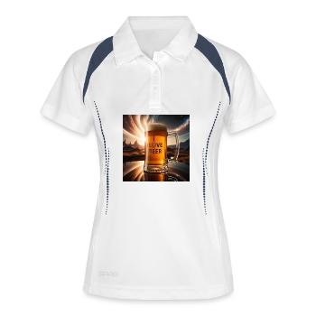 I Love Beer Glasmotiv - Frauen Polo atmungsaktiv - Weiß/Navy - Vorne