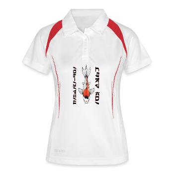 Koi cramoisi avec des glyphes rouges - Polo respirant Femme - blanc/marine - Devant