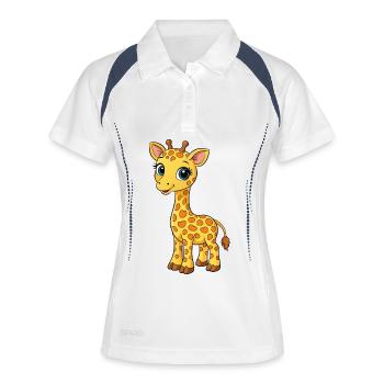 Baby-Giraffen - Frauen Polo atmungsaktiv - Weiß/Navy - Vorne