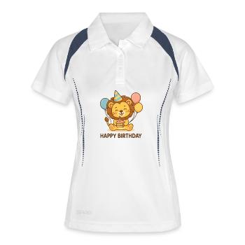 Motif de fête d’anniversaire de Lion - Polo respirant Femme - blanc/marine - Devant