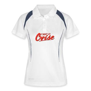 C'est la Crise Rouge Vintage - Polo respirant Femme - blanc/marine - Devant