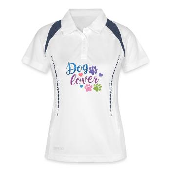Dog Lover Watercolor Paw Print - Women's Polo breathable - white/navy - Front