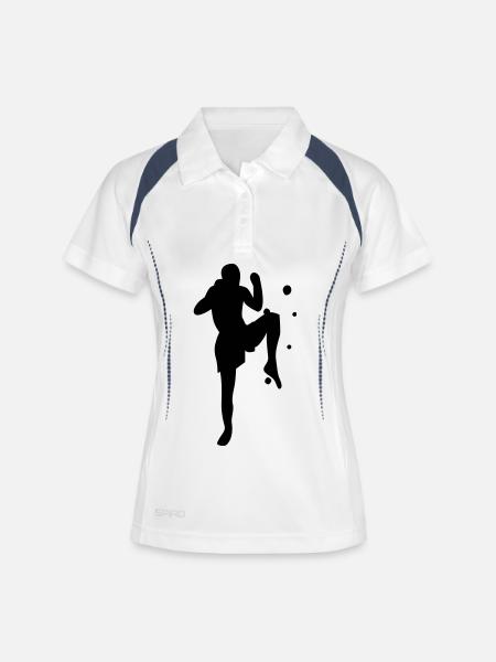 boxe - Polo respirant Femme - blanc/marine