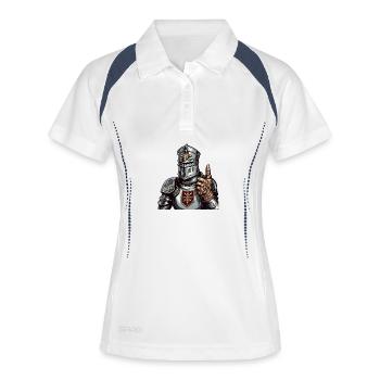 Chevalier Drôle Pouce en L’Air – RPG Fantastique - Polo respirant Femme - blanc/marine - Devant