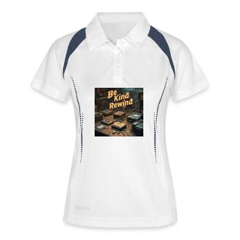Be Kind Rewind Neon Retro Tech - Frauen Polo atmungsaktiv - Weiß/Navy - Vorne