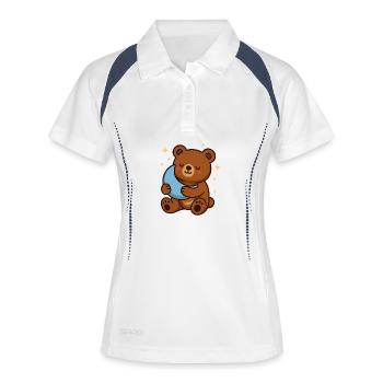 Rêve de lune de l’ours câlin - Polo respirant Femme - blanc/marine - Devant