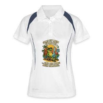 Grenouille sur la plage : Bong & Route 420 - Polo respirant Femme - blanc/marine - Devant