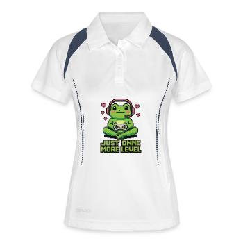 Pixel Frog : Juste un niveau de plus - Polo respirant Femme - blanc/marine - Devant