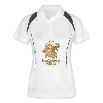 Low Battery Club Sloth - Frauen Polo atmungsaktiv - Weiß/Navy - Vorne