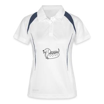 Dackel Dachshund Hot Dog Line Art - Frauen Polo atmungsaktiv - Weiß/Navy - Vorne