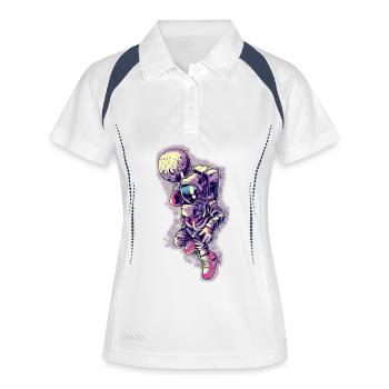 Astronaute à la lune - Polo respirant Femme - blanc/marine - Devant