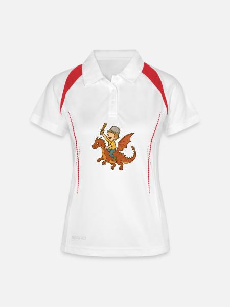 Young dragon knight with sword - Women's Polo breathable - white/navy