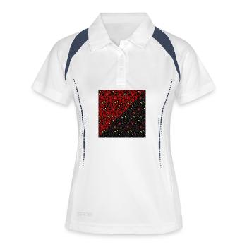 Rotes und Schwarzes Stammesherz - Frauen Polo atmungsaktiv - Weiß/Navy - Vorne