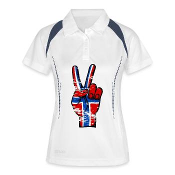 Norwegen Flagge Frieden Victory Symbol used - Frauen Polo atmungsaktiv - Weiß/Navy - Vorne