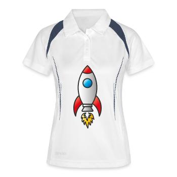 Rocket Burst Minimalist Icon Tee - Frauen Polo atmungsaktiv - Weiß/Navy - Vorne