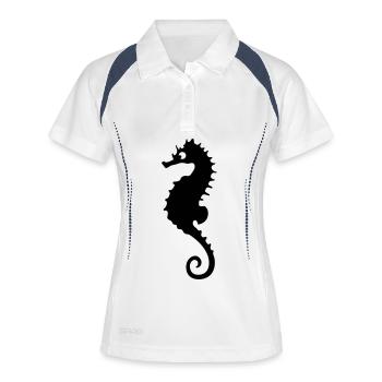 Seepferdchen - Frauen Polo atmungsaktiv - Weiß/Navy - Vorne