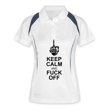 keep calm fuck off - Frauen Polo atmungsaktiv - Weiß/Navy - Vorne