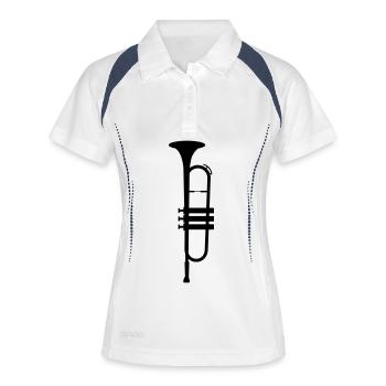 Trompete - Frauen Polo atmungsaktiv - Weiß/Navy - Vorne