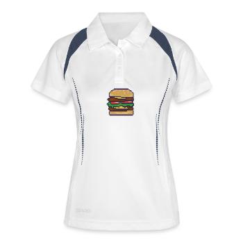 Pixelburger Pixelkunst - Frauen Polo atmungsaktiv - Weiß/Navy - Vorne
