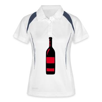 Wein Weinflasche Rotwein Geschenk Weinliebhaber - Frauen Polo atmungsaktiv - Weiß/Navy - Vorne