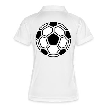Fußball Mosaik (Ball Logo Symbol Piktogramm / 2C) - Frauen Polo atmungsaktiv - Weiß/Navy - Hinten