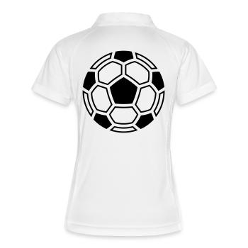 Fußball Mosaik (Ball Logo Symbol Piktogramm / 1C) - Frauen Polo atmungsaktiv - Weiß/Navy - Hinten