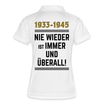 1933-1945 – Nie Wieder Ist Immer Und Überall! POS - Frauen Polo atmungsaktiv - Weiß/Navy - Hinten