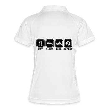 Eat, sleep, ride, repeat - Polo respirant Femme - blanc/marine - Dos