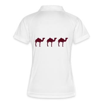 Kamel - Frauen Polo atmungsaktiv - Weiß/Navy - Hinten