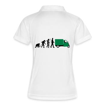 evolution_of_man_Piaggio Ape_092014_a_2c - Frauen Polo atmungsaktiv - Weiß/Navy - Hinten