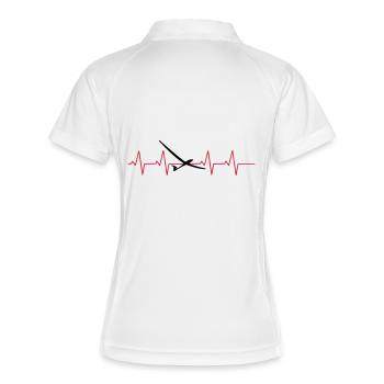 Segelflieger Herzschlag Geschenk 2 - Frauen Polo atmungsaktiv - Weiß/Navy - Hinten