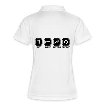 Eat,sleep,TATTOO, Repeat - Frauen Polo atmungsaktiv - Weiß/Navy - Hinten