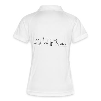 milano skyline - Frauen Polo atmungsaktiv - Weiß/Navy - Hinten