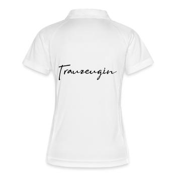 Trauzeugin Junggesellinnenabschied - Frauen Polo atmungsaktiv - Weiß/Navy - Hinten