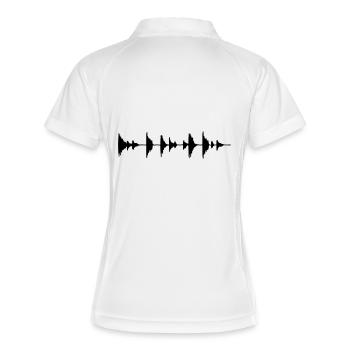 Wellenform - Drumloop - Sample - Beat - Frauen Polo atmungsaktiv - Weiß/Navy - Hinten
