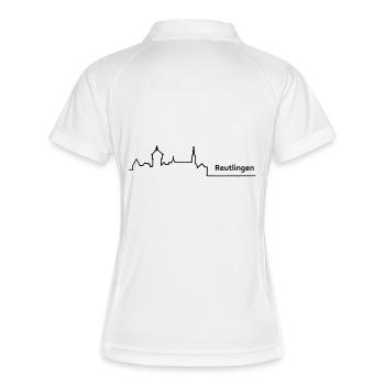 reutlingen skyline - Frauen Polo atmungsaktiv - Weiß/Navy - Hinten