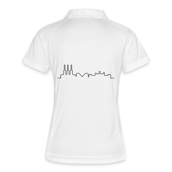 Hannover // Skyline // Silhouette // Skylineshirt - Frauen Polo atmungsaktiv - Weiß/Navy - Hinten