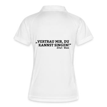 vertrau mir du kannst singen - zitat wein - Frauen Polo atmungsaktiv - Weiß/Navy - Hinten