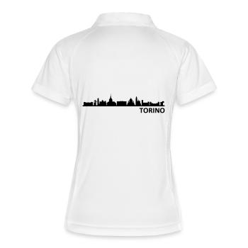 TURIN Torino Italien Skyline Stadt - Frauen Polo atmungsaktiv - Weiß/Navy - Hinten