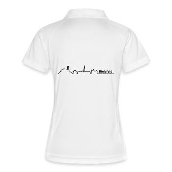 Bielefeld skyline - Frauen Polo atmungsaktiv - Weiß/Navy - Hinten