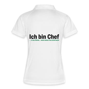 CHEF - Frauen Polo atmungsaktiv - Weiß/Navy - Hinten