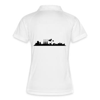 Hannover // Skyline // Silhouette // Skylineshirt - Frauen Polo atmungsaktiv - Weiß/Navy - Hinten