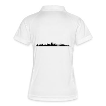 Skyline Magdeburg - Frauen Polo atmungsaktiv - Weiß/Navy - Hinten