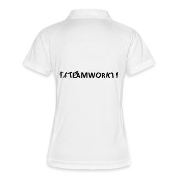 Menschen - Teamwork - Frauen Polo atmungsaktiv - Weiß/Navy - Hinten