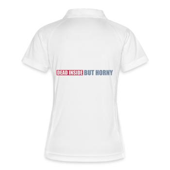 dead inside but horny - Frauen Polo atmungsaktiv - Weiß/Navy - Hinten