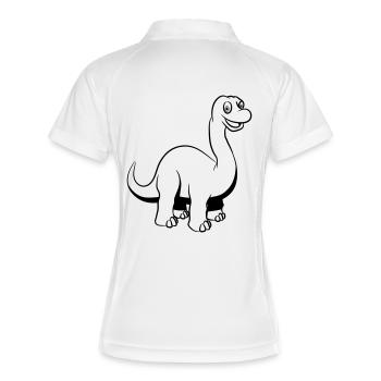 Saurier dinosaurier lustig süss - Frauen Polo atmungsaktiv - Weiß/Navy - Hinten