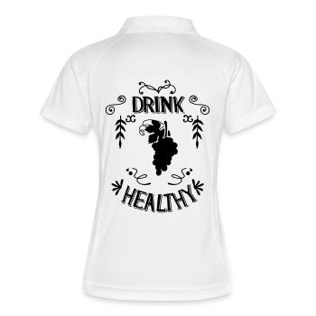 Drink Healthy - Frauen Polo atmungsaktiv - Weiß/Navy - Hinten